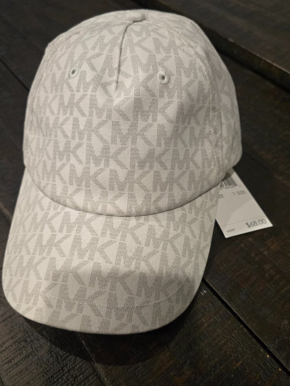MICHAEL KORS White MK Logo Monogram StrapBack Baseball Cap